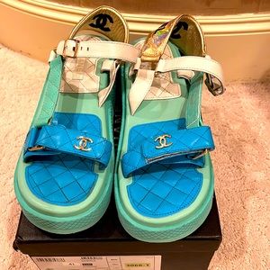 Chanel quilted slingback sandal